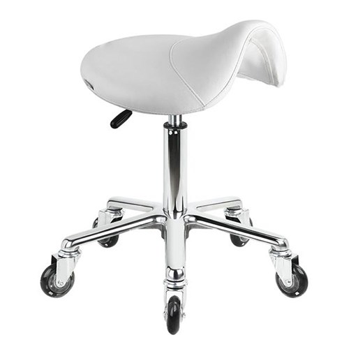 Saddle Stool - White - Aluminium Base